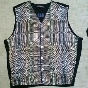 Jean Barnes sleeveless sweater vest button up